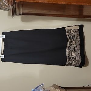 Koret K-Wear Black Skirt Sz S Animal print & Tigers around bottom. Slit sides